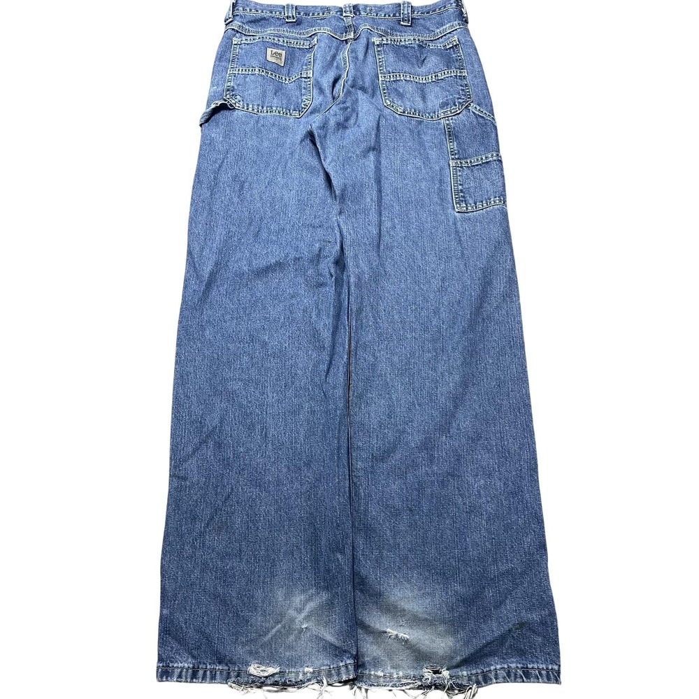 Lee Dungarees Carpenter Jeans Mens 34x34 Blue Medium Wash Relaxed Denim Workwear